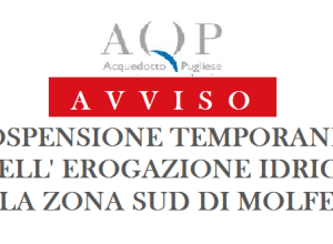 Avviso AQP sopspensione temporanea erogazione idrica 10 giugno 2018