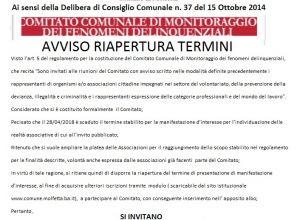 Comitato comunale di monitoraggio dei fenomeni delinquenziali comune di Molfetta 12 10 2018