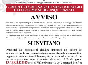 avviso comitato comunale di Monitoraggio dei fenomeni delinquenziali copia