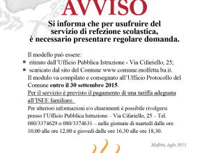 avviso domande mensa scolasrica 2015 2016