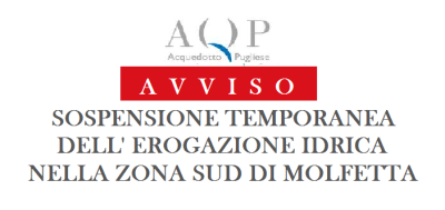 Avviso AQP sopspensione temporanea erogazione idrica 10 giugno 2018