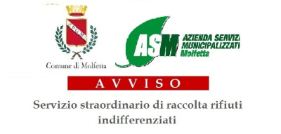 Avviso Asm conferimento straordinario rifiuti agro molfettese 1