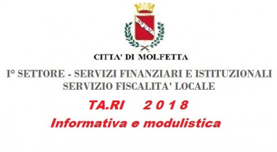 Settore I Servizi Finanziari e Istituzionali Tari 2018