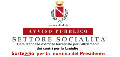 Settore Socialita rinvio gara appalto nomina Presidente