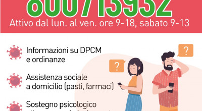 Covid, attivo il numero unico comunale 800713932 per info e supporto al citta...