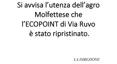 Comunicazione Asm. Ripristinato l'ecopoint di Via Ruvo