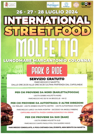 Park&ride gratuito per l’international Street Food a Molfetta dal 2...