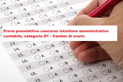 Avviso cambio orario prove preselettive Istruttore direttivo amministrativo